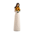 Sunflower Gifts for Women, Gifts for Mom, Sisters, Friends Who Love Sunflower, Hand Painted Woman Holding Flower Figurine - style: Sunflower