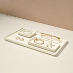 Microfiber Jewelry Trays Stackable Ring Earring Bracelet Necklace Bangle Watch Display Tray Drawer Organizer 7.08 * 3.93 * 0.59inch (White - color: Beige, size: 18*10cm Tray