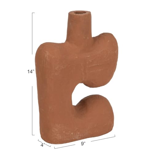 Bloomingville Modern Abstract Decorative Paper Mache Vase, Terracotta (Each Will Vary)