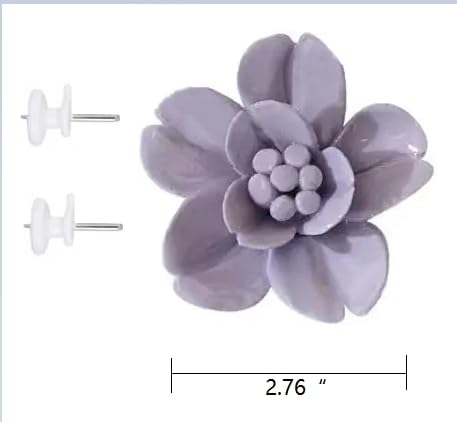 Ceramic Flower Wall Art, Artificial 3D Flower Wall Art, Handmade 3D Wall Art Hanging Sculpture, Porcelain Flower Wall Decoration for Home Office Decor (Purple，Snow Lotus，2.76") - color: Purple,Snow Lotus,2.76"