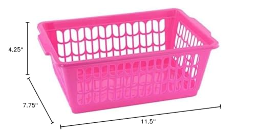 YBM HOME Plastic Perforated Storage Basket Bin Office Drawer, Shelf Desktop Countertop Tray Organizer 32-1188 (1, Pink) - color: Pink, size: Pack of 1