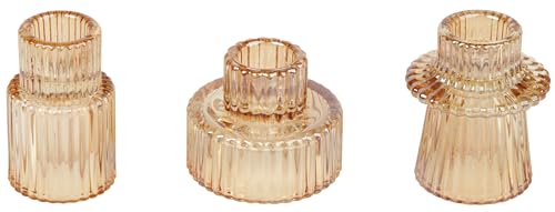 Vixdonos Taper Glass Candlestick Holders Tealight Candle Holders for Table Centerpieces, Wedding Decor and Dinner Party (3 Pcs, Gold) - color: Gold, size: 3 Pcs