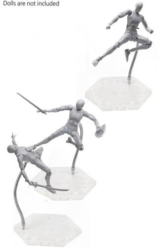 4PCS Transparent Action Figure Stand, Doll Model Display Holder Base, Action Figure Display Stand Base Compatible with Gundam 1/144 Toy HG RG SD SHF with screwdriver.