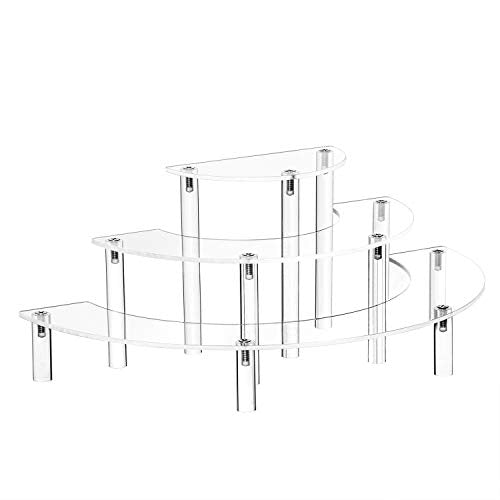 YestBuy Acrylic Risers Display Stand - 3 Tier Clear Step Display Riser- Half Moon Cupcake Dessert Stand for Display Or Collections (Acrylic Rods 1 Set) - color: Clear, size: 1 pack