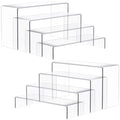 Anglelife 8 Pieces 2 Set (7”L~8”L~9”L) Large Display Risers, 4" Wide Clear Rectangular Stand Shelf for Showcase Collectibles, Acrylic Cake Shelves for Retail Desktop Jewelry Funko Pop Figures