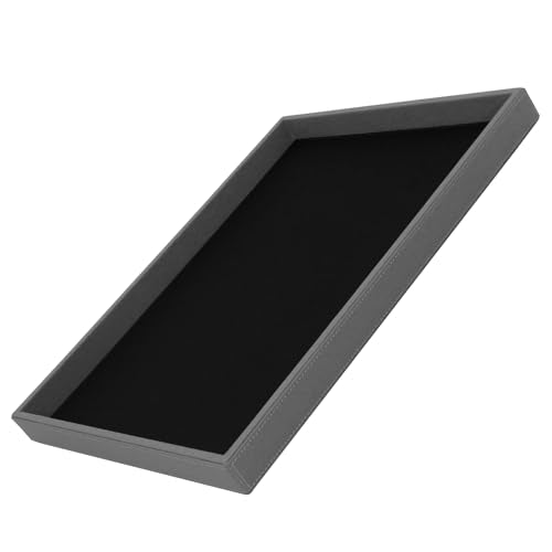 Rikan Vegan Leather Tray With Durable Build & Smooth Finish- Desk Paper Tray Provides Structured Storage & Neat Surface For Workspace Organization- Letter Trays For Office, Home Storage & Hotel Setups - color: Gray
