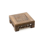 Wooden Display Stand Base 3.94"×3.94" Square Wood Carved Pedestal Oriental Style Stand for Vase, Teapot, Table Lamps - size: 3.94"×3.94"