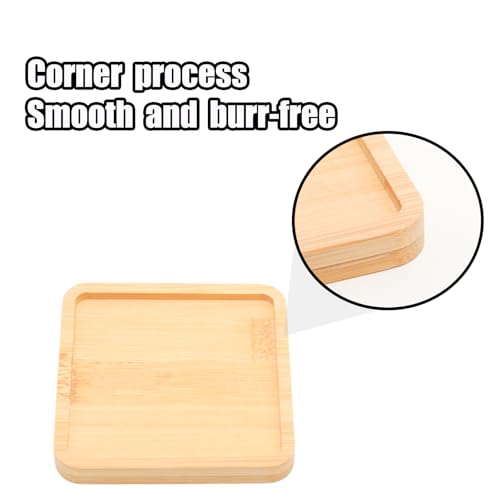 Square Bamboo Tray – 3.5” Outer Side, 3.1” Inner Side Plant Saucer or Mini Serving Tray for Small Planters, Snacks, Candles, or Bathroom Decor - style: Square 3.5"