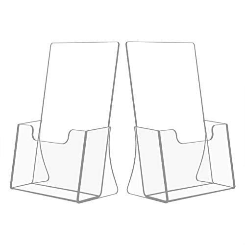 NIUBEE 2 Pack 8.5'' x 5.5'' Acrylic Bi-fold Brochure Holder,Clear Plastic Counter top Flyer Organizers - size: 8.5" x 5.5", style: 2 Pack