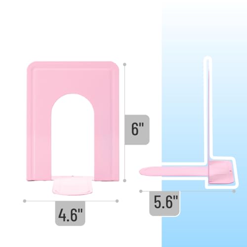 Mr. Pen- Book Ends, 4 Pack, Light Pink, Heavy Duty Metal Bookends for Shelves, Book Holders for Shelves, Metal Bookends - color: Light Pink, size: 4 Pack