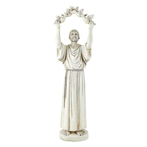 Avalon Gallery Outdoor Sculptures Saint Francis of Assisi Inspirational Stone Resin Garden Statue, 25.5-Inch, with Dove - color: Stone