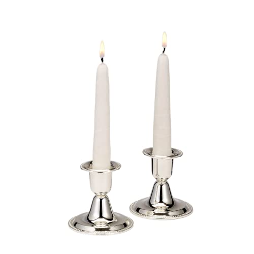Rite Lite Silver Luxury Candlestick Holder Set Beautiful Candle Holders 2.5" - for a Modern Centerpiece, Shabbat Gifts, Shabbat Candle Holders - size: 2.5"