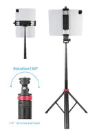 Xik Portable 81" iPad Tripod Stand, Extendable Aluminum Alloy Travel Tablet Tripod Holder, Compatible with iPad Pro, iPhone, Kindle & All 4.7-12.9" Tablets（Extendable Height: 14.4" to 81" ）