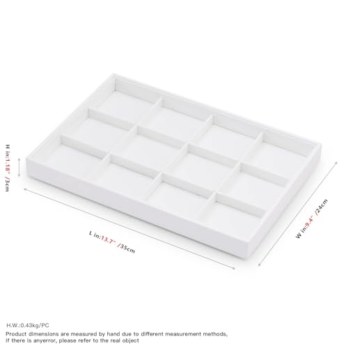 12-Grid PU Leather Jewelry Display Tray – Versatile Organizer Storage Case for Bracelets, Bangles, Watches, Earrings | Elegant Countertop Showcase (White) - color: White, size: 12 Grid