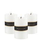 3×4 White Pillar Candles Set of 3 Unscented Handpoured Weddings, Home Decoration, Restaurants, Spa, Church Smokeless Cotton Wick - size: 3×4 white