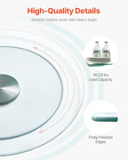 VEVOR 20 in Glass Lazy Susan Turntable, 360° Rotation Round Clear Tabletop Rotating Tray, Tempered Glass Dining Table Centerpiece, Smooth and Silent Spin, for Family Gatherings, Banquets & Weddings - size: 20 "
