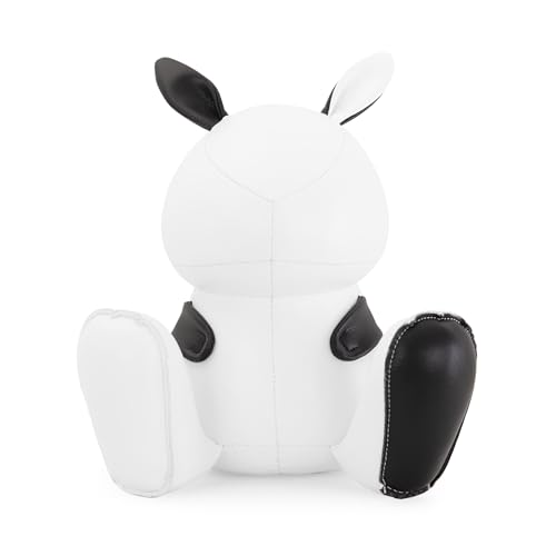 Bookend Rabbit Dafi, Leather Bookends for Shelves, Handmade Animal Home Decor, Zuny Series, White+Black - color: Rabbit Dafi