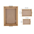 Leather Surface Wood Service Tray with Metal Handle, Decorative Tray，Modern Boho Design ，2-piece Food and Beverage Tray, Coffee Table, Breakfast, Dinner and bar, Kitchen, Party - color: Leather Surface/Large+small