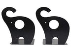 one Pair Cute Cartoon Elephant Nonskid Bookends Art Bookend Metal Bookends (Black) - color: Black
