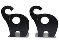 one Pair Cute Cartoon Elephant Nonskid Bookends Art Bookend Metal Bookends (Black) - color: Black