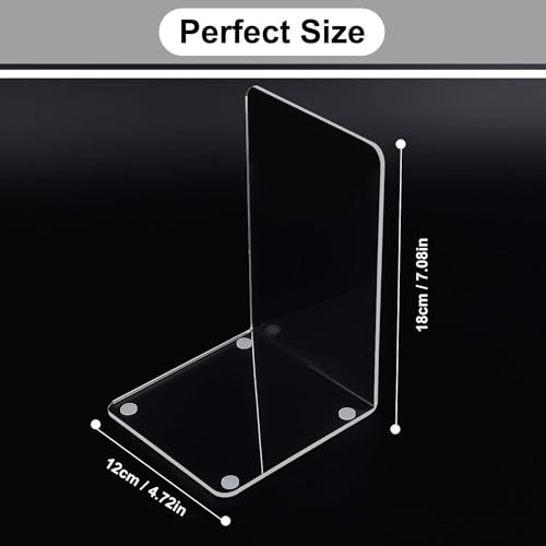 MerryNine Acrylic Book Ends 20pcs for Shelves, Clear Bookends for Shelves, Book end Organizer, Book Holder Stand Decorative, Book Stoppers for Heavy Duty Books (7.08"x4.72"_10 Pairs) - color: Th:3mm/0.12", size: 20 Pcs - 7.08 x 4.72 in