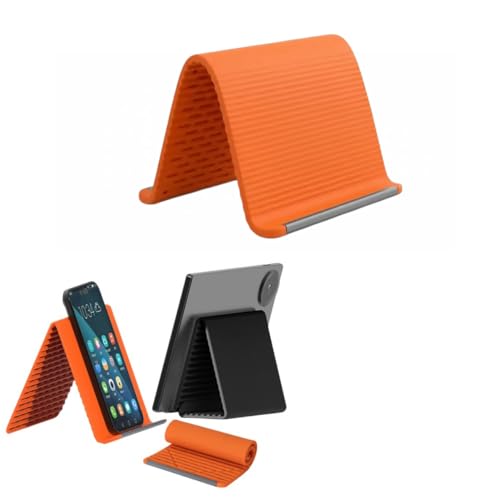 Portable Foldable Silicone Phone Holder, 2026 New Bendable Freely into Any Shape, Multi-Angle Adjustable Stand for Mobile Phone,Tablets & Small Devices (Orange) - color: Orange