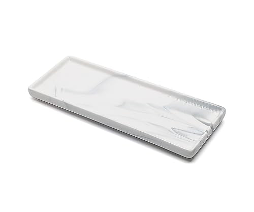 9.2" Porcelain Small Bathroom Tray, Ceramic Countertop and Vanity Tray for Cosmetics, Perfume, Jewelry, Candle - Kitchen Soap Tray for Kitchen Counter (Gray) - color: Gray, size: 9.2" x 3.6" x 0.6"
