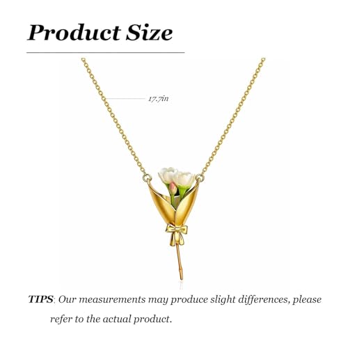 Flower Bouquet Necklace Flower Holder Necklace Pendant Creative Floral Vase Necklaces Kawaii Aesthetic Nature Spring Outfits Jewelry Gift Mothers Day Gifts - color: A2:Gold Flower Bouquet Necklace