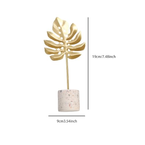 Metal Ginkgo Leaf Ornaments, Gold Ginkgo Leaves Sculpture Home Desktop Statues, Light Luxury Miniatures Crafts Leaves for Bedroom Living Room Decoration