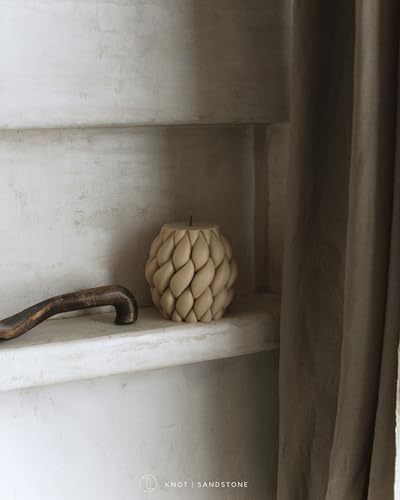 LAWA Knot Ball Candle - Large Beautiful Handmade Pillar Scented Soy Wax Elegant Bubble Aesthetic Candle Housewarming Gift Home Room Shelf Decor Idea Sandstone - color: Sandstone