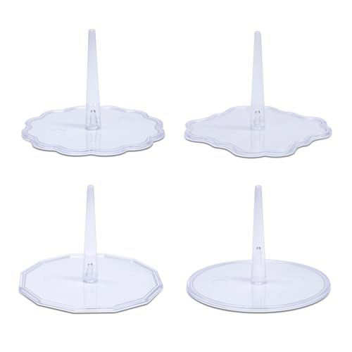 9Pcs Crochet Doll Stand,Emotional Support Pickle Base,Mini Crochet Animals Doll Display Stands,Transparent Support Holder for Crochet Amigurumi,Home Decorative Showcase Holder(dodecagon) - color: decagon