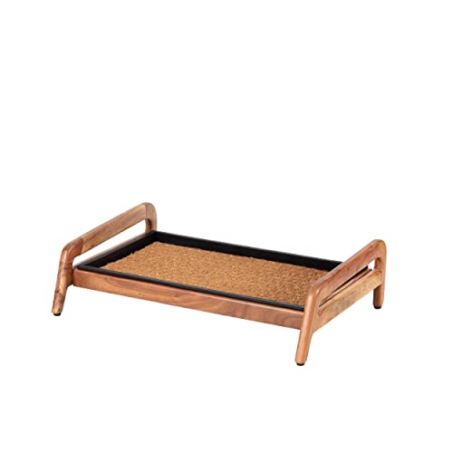 Anji Mountain Heavy Duty Waterproof Wooden Shoe Storage Mat Organizer/Boot Storage Tray Multi Use for Entryway with Coir, Tan Insert, 1 Tier, Fits 2 Pair (26.5" Wide) - color: Tan, size: 1 Tier, Fits 2 Pair
