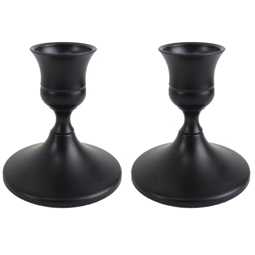 Vintage Black Taper Candle Holders Set of 2, Metal Candlestick Holders Elegant Handcrafted Décor for Weddings, Dining & Meditation,Table Centerpiece, Party, Christmas Decoration or Home Decor - color: Black, size: 2PC