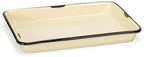 Red Co. 11 x 9 Enamelware Metal Classic 2 Quart Rectangular Serving Tray, Distressed Cream/Black Rim - color: Distressed Cream/Black Rim