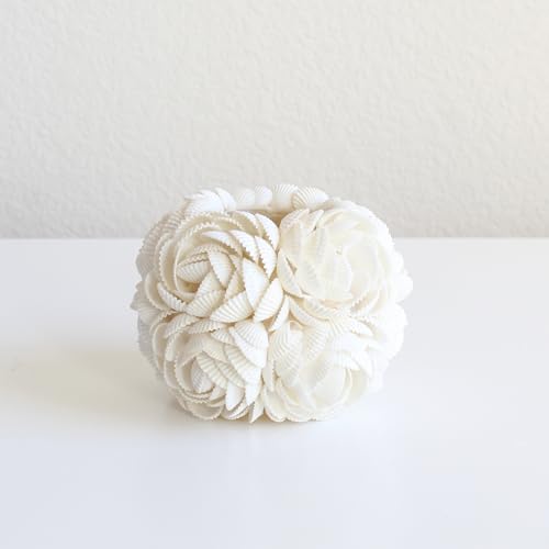 Handmade Seashell Rose Candle Holder, Natural White Shell Tealight & Votive Holder, Coastal Beach House Decor, 2 Sizes (Small (3.5 in Diameter)) - size: Small (3.5 in diameter)