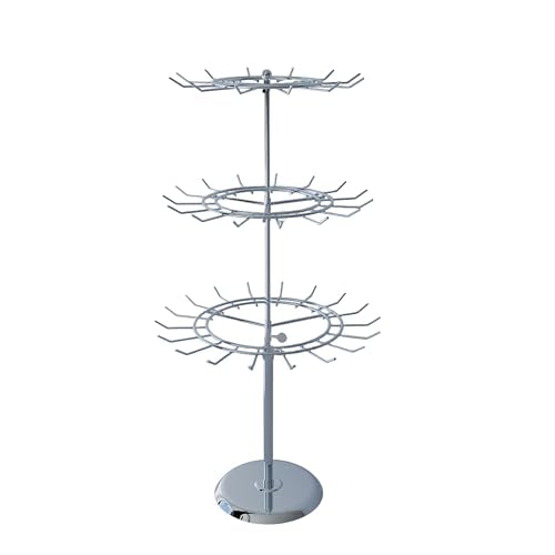 Jewelry Rotating Rack with 12/15/18 Hooks Chrome Necklace Keychain Display Organizer Stand 3 Tier for Boutique Countertop Use - size: Length-Incremental Style - 45 hooks