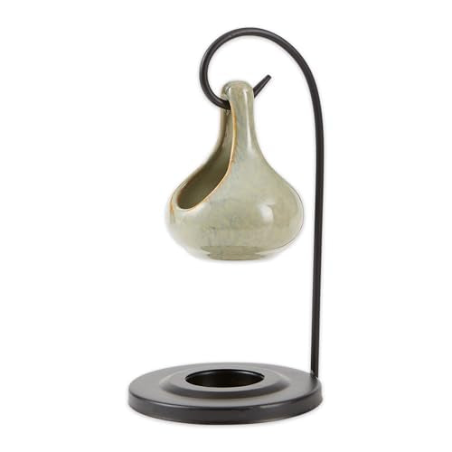 Gifts & Decor Folk Art Porcelain Tear Drop Oil Warmer Candle Holder - color: Brown, size: 4x4x7.625"