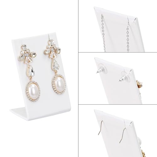MOOCA Jewelry Display Set, Necklace Display Bust, Earring Organizer, Ring Holder Stand for Showcase and Store, Premium Fabric - color: 3) 7 piece. White Faux Leather