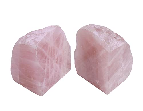 AMOYSTONE Adjustable Rose Quartz Crystal Bookends - Decorative Sturdy Natural Stone Bookshelf Organizer with Non-Skid Rubbers, Office & Library (1 Pair, 4-6 LBS) - color: Pink, size: 4-6 Pounds
