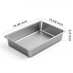 Kirecoo Stainless Steel Litter Box, Large Low Entry Metal Cat Pan Box, Indoor Litter Tray, Non Stick, No Smell, Easy to Clean, Pet Toilet Supplies for Cats - size: 19.48” L x 13.58” W x 3.9” H