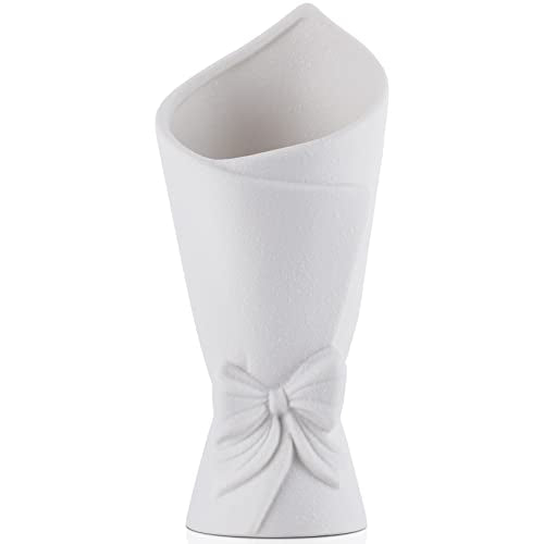 Frosted Porcelain Floral Handmade Vases,Frosted Ceramic vases,Geometric Ceramic Flower Vase for Modern Home Decoration and high-end Wedding,Matte Frosted Texture Bud Flower Vase (Roll Vase) - color: Roll Vase