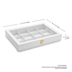 Oirlv White 12 Gird Jewelry Organizer Tray with Acrylic Lid Premium Leather Jewelry Box with Transparent Lid Bracelet Bangle Watch Display Case - color: White, size: 12 Grid