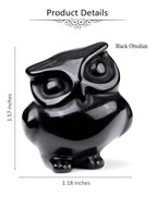Jovivi Crystal Owl Decor Black Obsidian Healing Stone Crystal Pocket Owls Figurine Statue Hand Carved Polished Natural Gemstone Sculpture Home Office Desk Meditation Gift - color: Black Obsidian
