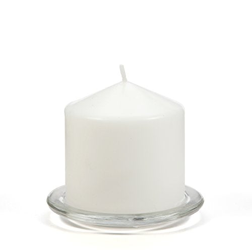 Hosley Set of 8 Clear Glass Pillar Plates - 4 Inch Diameter. Ideal Gift for Weddings, Parties, Spa, Pillar Candle, Votive Candle Garden. Or as a Pedestal W1 - size: 4" Diameter