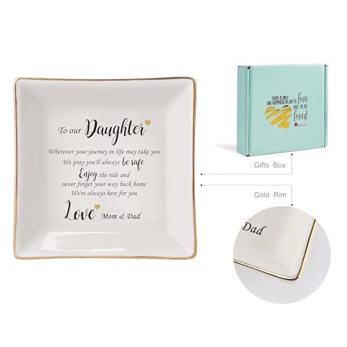 HOME SMILE Engagement Wedding Gifts for Daughter From Parents,Daughter Ringt Dish Jewelry Tray-Birthday,Valentine Christmas Gifts for Daughter From Mom and Dad - style: Daughter Gifts From Parents