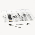 6 Set Clear Plastic Junk Drawer Organizer Vanity Curlery Utensil Makeups Organizer for Kitchen 12'' X 3'' - size: 6 Pack 12"x3" Clear Plastic