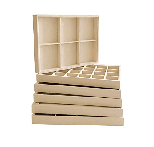 Premium Grade Multi Function Beige Velvet Jewelry Collection Accessaries Organization Tray Display Show Tray Home Store Drawer Divider Insert Closet Organizer - color: Jewelry Open Tray