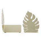 MyGift Brass Tone Monstera Leaf Decorative Bookends Set, Metal Book Ends for Shelves, Bookshelf & Office Decor, Tropical Plant Inspired Home Accessories, 1 Pair