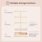 Lolalet Jewelry Holder Tree with Velvet Tray, 4 Tiers Necklace Display Stand Rack with Ring Slots Organizer for Earrings Bracelets Bangles Ring, Valentine's Day Gift -Beige - color: Beige