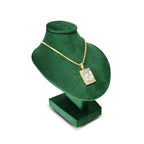 Mini Pendant Jewelry Display Stand Bust White PU Holder Black Velvet Mannequin Necklace Stand Wooden Portrait Model 12cm (Green) - color: Green